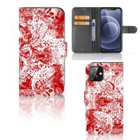 Telefoonhoesje met Naam iPhone 12 | 12 Pro (6.1") Angel Skull Rood - thumbnail