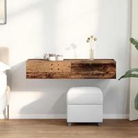 Wandschap met lades 100x36x19 cm bewerkt hout oud houtkleurig - thumbnail
