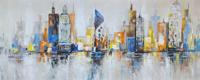 Schilderij - Handgeschilderd - Skyline 8, 150x60cm - thumbnail