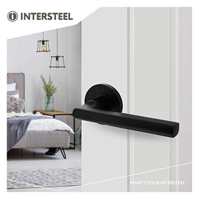 Intersteel Deurkruk Hoek 90°-vlak op rozet - aluminium/zwart Intersteel Deurkruk Hoek 90°-vlak op rozet - aluminium/zwart