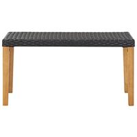 Tuinbank 120 cm poly rattan en massief acaciahout zwart - thumbnail