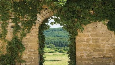 Doorkijk boog 130x70cm Tuinschilderij Customize-it - Customize it