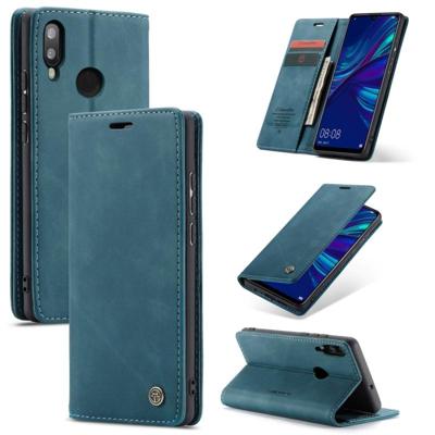 CaseMe multifunctionele retro Frosted horizontale Flip lederen case voor Huawei P Smart 2019 met kaartsleuven & houder & portemonnee (blauw)