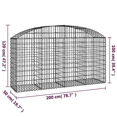 Schanskorf gewelfd 200x50x100/120 cm gegalvaniseerd ijzer Schanskorf gewelfd 200x50x100/120 cm gegalvaniseerd ijzer