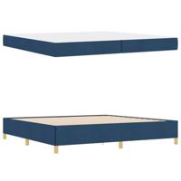 Boxspring bed Blauw en Donkerblauw en Wit 200 x 200 cm Stof - thumbnail