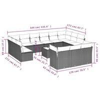 14-delige Loungeset met kussens poly rattan beige - thumbnail