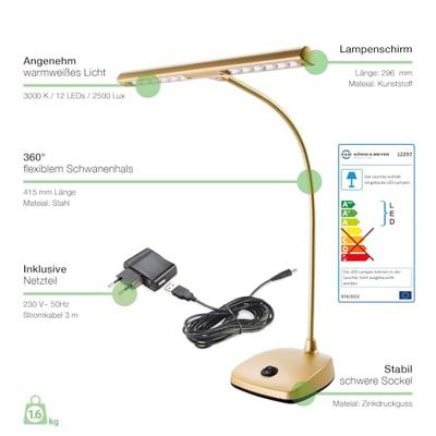 K&M 12297 LED piano lamp goud