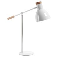 Kave Home Tafellamp 'Tescarle' Metaal en Beukenhout, kleur Wit - thumbnail