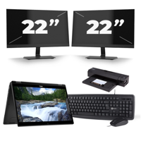 Dell Latitude 7390 2-in-1 - Intel Core i5-8e Generatie - 13 inch - 16GB RAM - 256GB SSD - Windows 10 Home + 2x 22 inch Monitor - thumbnail