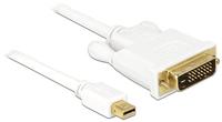 Delock 82918 DisplayPort-kabel Aansluitkabel Mini DisplayPort-stekker, DVI-D 24+1-polige stekker 2 m Wit Vergulde steekcontacten - thumbnail