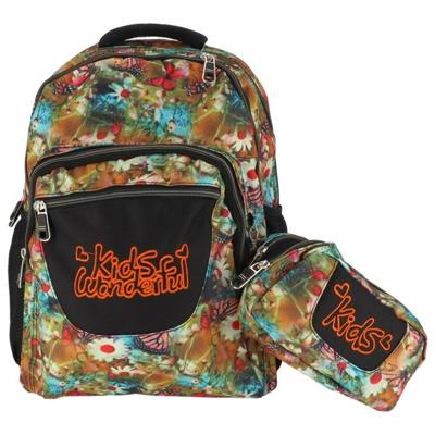 Gerimport rugzak met etui Bloemen junior 32 x 43 cm polyester