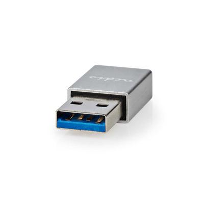 Nedis CCGB60925GY Usb-a Adapter Usb 3.2 Gen 1 Usb-a Male Usb-c™ Female 5 Gbps Rond Vernikkeld Zwart Doos