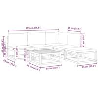 6-delige Loungeset met kussens massief acaciahout - thumbnail