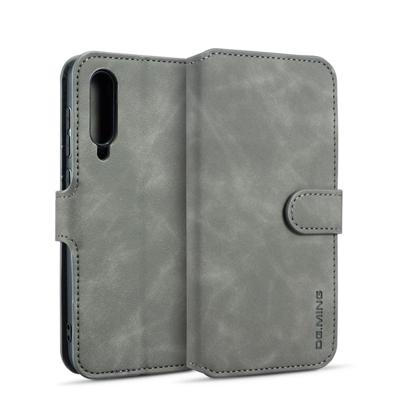 Dg. MING retro olie kant horizontale flip case voor Galaxy A50 met houder & kaartsleuven & portemonnee (grijs)