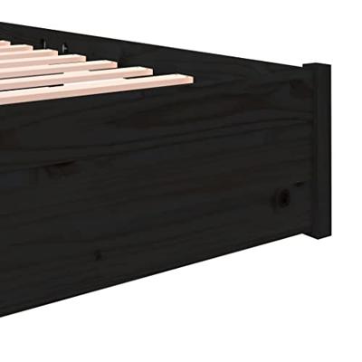 Bedframe massief hout zwart 140x190 cm - thumbnail