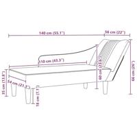 Chaise longue met rechterarmleuning fluweel lichtgrijs - thumbnail