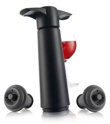 Vacu Vin wine saver zwart met 2 doppen - thumbnail