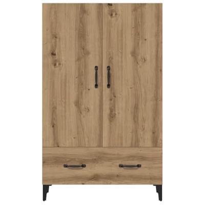 Hoge kast 70x31x115 cm bewerkt hout artisanaal eikenkleur