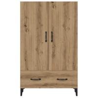 Hoge kast 70x31x115 cm bewerkt hout artisanaal eikenkleur - thumbnail