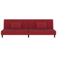 Slaapbank 2-zits met 2 kussens fluweel wijnrood - thumbnail
