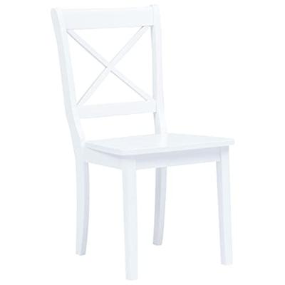 Eetkamerstoelen 2 st massief rubberwood wit