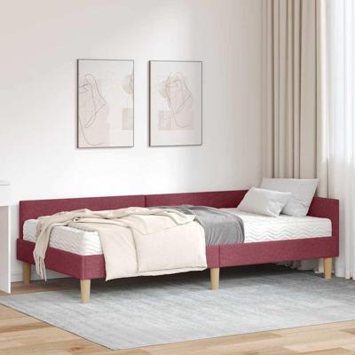 Hoekbedframe met Matras Anders met hoofdeinde 2 pcs Grijs Stof