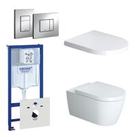 Duravit Starck Me Toiletset - inbouwreservoir - diepspoel - wandcloset - softclose - bedieningsplaat verticaal/horizontaal - chroom 0720001/0729205/0293433/0293435/ - thumbnail