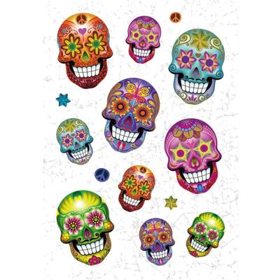 Herma stickervel Flowerpower Skull 16 cm glitter folie 14-delig Herma stickervel Flowerpower Skull 16 cm glitter folie 14-delig