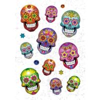 Herma stickervel Flowerpower Skull 16 cm glitter folie 14-delig - thumbnail
