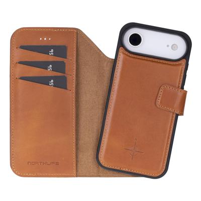 NorthLife iPhone 17 Air - Leren Afneembare 2-in-1 bookcase telefoonhoes - Cognac