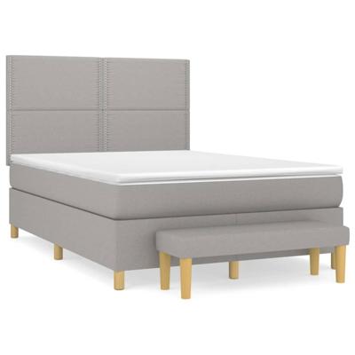 Boxspring met matras stof lichtgrijs 140x200 cm