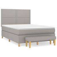 Boxspring met matras stof lichtgrijs 140x200 cm - thumbnail