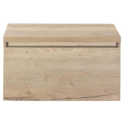 Frozen Badmeubelset 80 cm - Greeplijst in Kleur - Inclusief Wastafelbovenblad Natuur Eiken