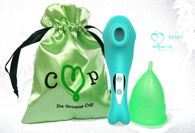 Menstrubatie pakket De Groene Cup (Maat: Model V (XS, tieners))