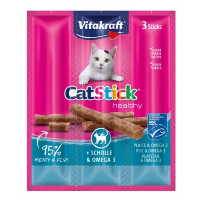 VITAKRAFT CatStick Mini with flounder and Omega-3 - Kattensnoepje - 3 stuks