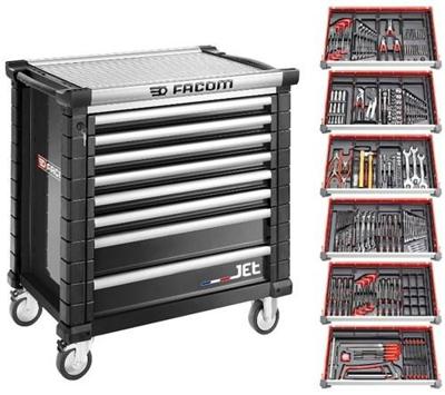 Facom jet gereedschapswagen 8 laden m4a | met 6 gevulde laden | zwart - jetcm215gbnl