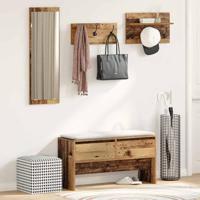 Halmeubelset met lade met plank 4 pcs Oudhout Bewerkt hout - thumbnail