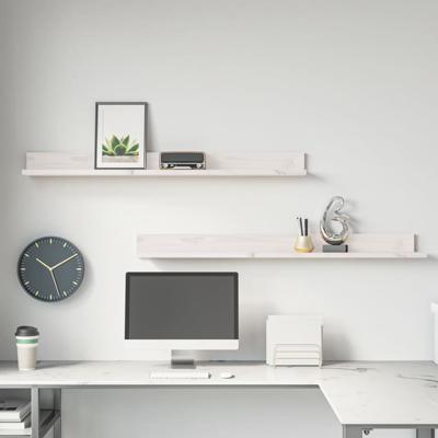 Wandkasten 2 st 110x11x9 cm massief grenenhout wit Wandkasten 2 st 110x11x9 cm massief grenenhout wit