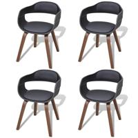 Eetkamerstoelen 4 st gebogen hout en kunstleer zwart - thumbnail