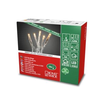 Micro LED lichtsnoer transparant met 50 extra warm witte lampen - thumbnail