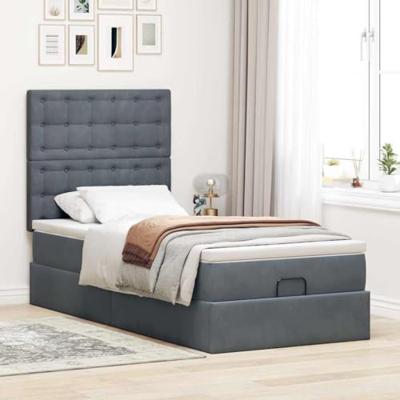 Ottoman bed met matrassen 80x200cm fluweel donkergrijs