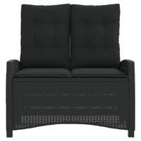 Tuinbankje verstelbaar met kussens poly rattan zwart - thumbnail