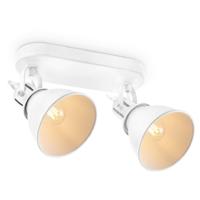 Industriële Plafondspots - Wit - Met 2 E14 Fitting - Metaal Spotlights - 24 x 10 x 20.5cm - Voor woonkamer en slaapkamer - Lichtbron niet inbegrepen - thumbnail