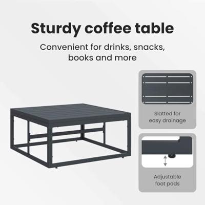 Tuinbankenset met kussen 12 pcs Zwart Staal