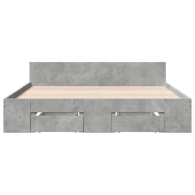 Bedframe met lades bewerkt hout betongrijs 120x190 cm