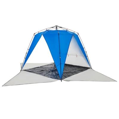 VidaXL Strandtent 4-persoons waterdicht snelontgrendeling azuurblauw