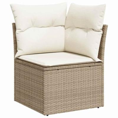 9-delige tuinsofa set met kussens in beige poly rattan