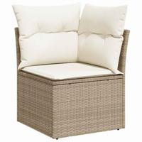 7-delige tuinsofa set met kussens in beige poly rattan - thumbnail