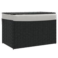 VidaXL Wasmand met deksel 55,5x35x34 cm poly rattan zwart - thumbnail