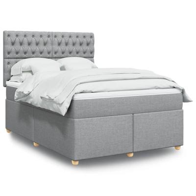 Boxspring met matras stof lichtgrijs 140x200 cm